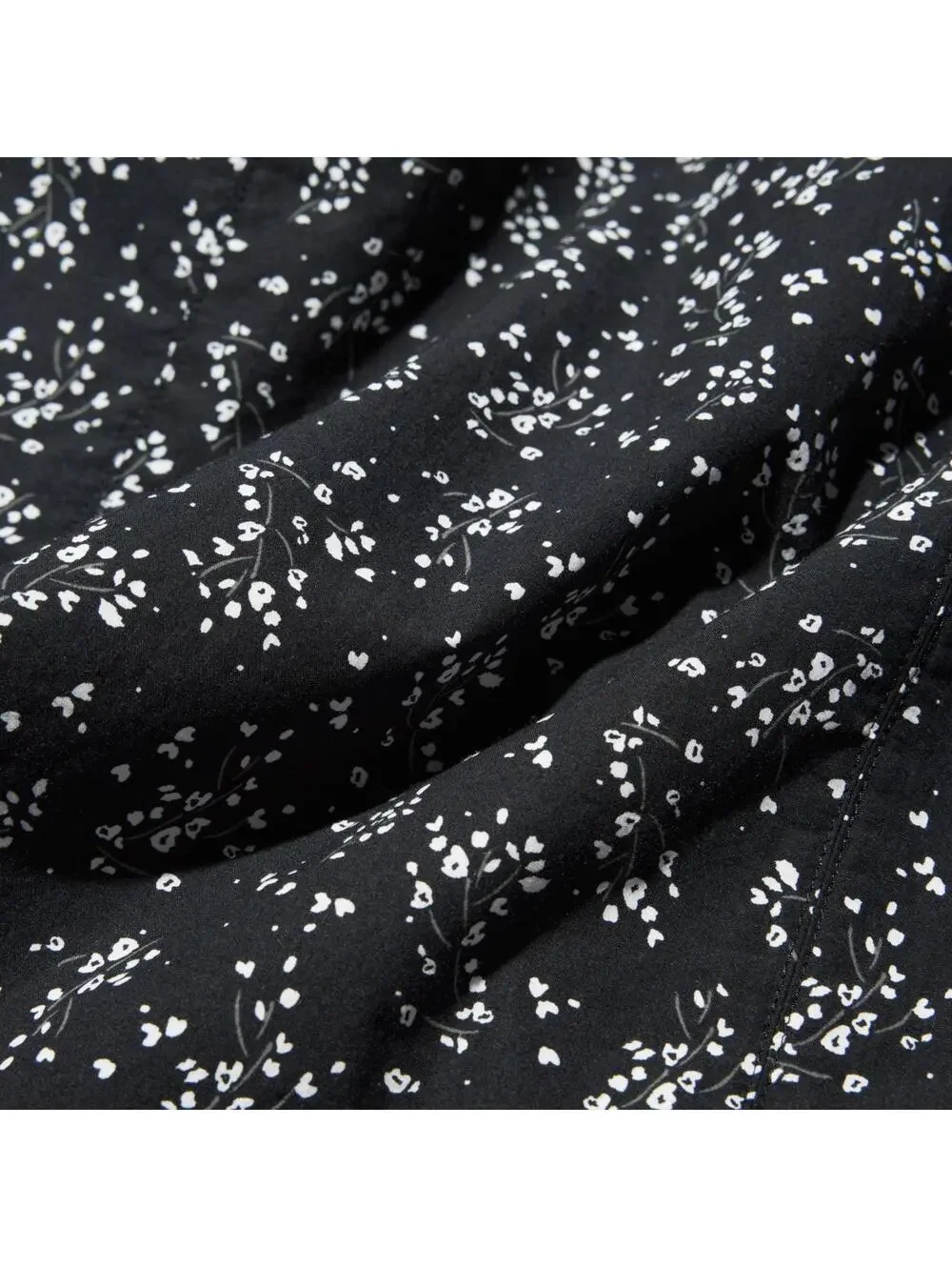 Uniqlo U Cotton Cocoon Floral Printed Midi Skirt Black NWT Size XS